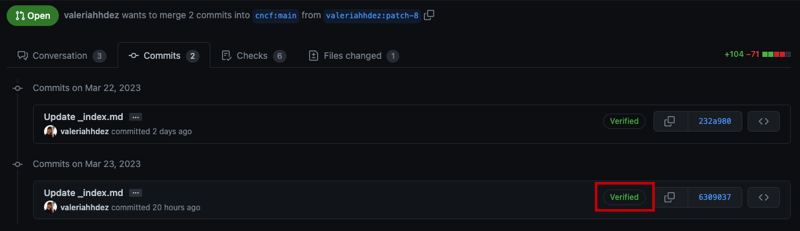 Verificar firma del commit